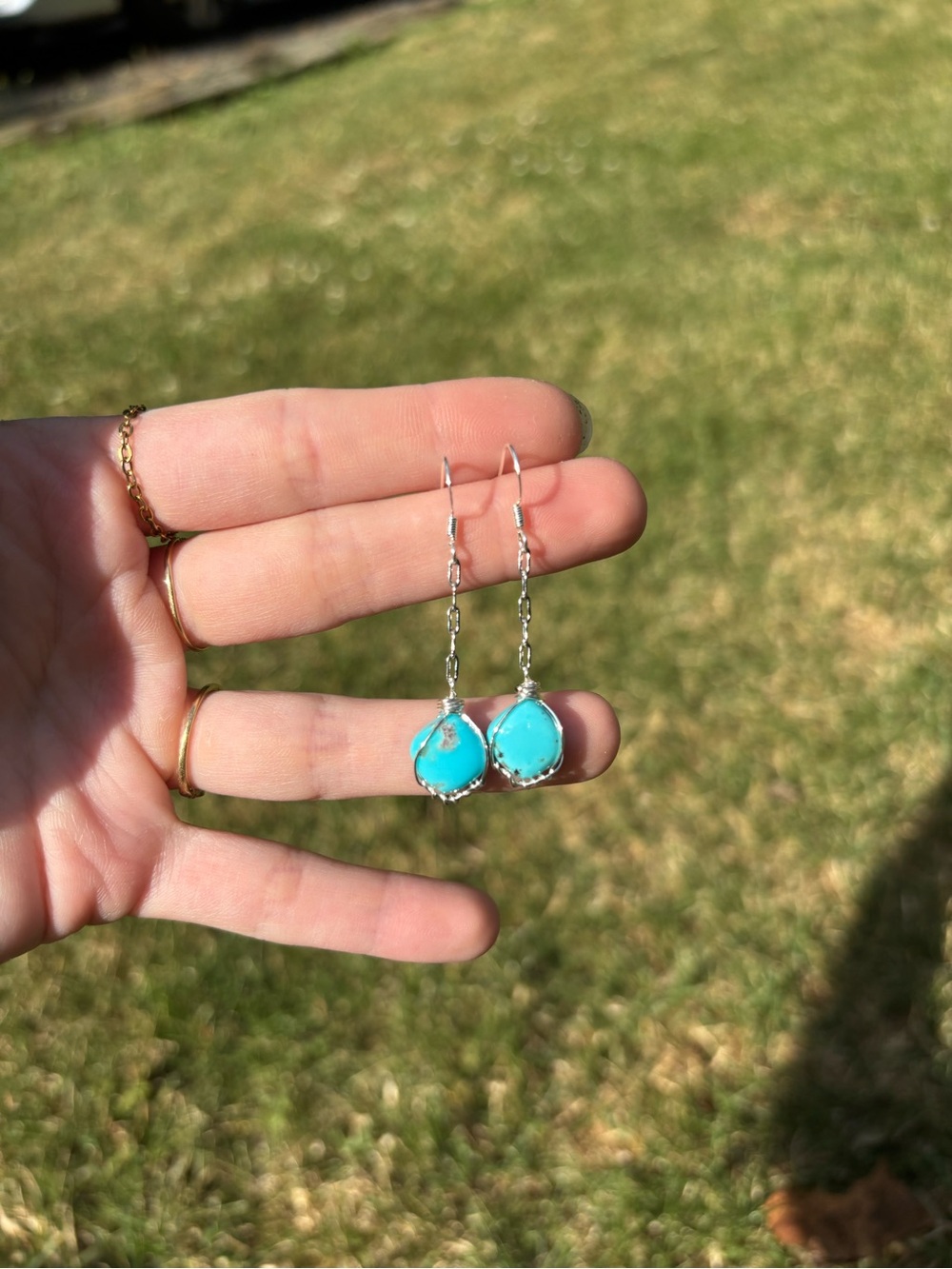 Tourqoise dangle earrings - Picture 2 of 3